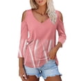 thumbnail image 1 of Seductiva T-Shirt à Manches Longues pour Femmes Liquidation Printemps Manches 3/4 Hauts pour Femmes 2025 Col Printemps Tunique Imprimée Décontractée T-Shirts Trois Quarts Hauts pour Femmes, 1 of 7