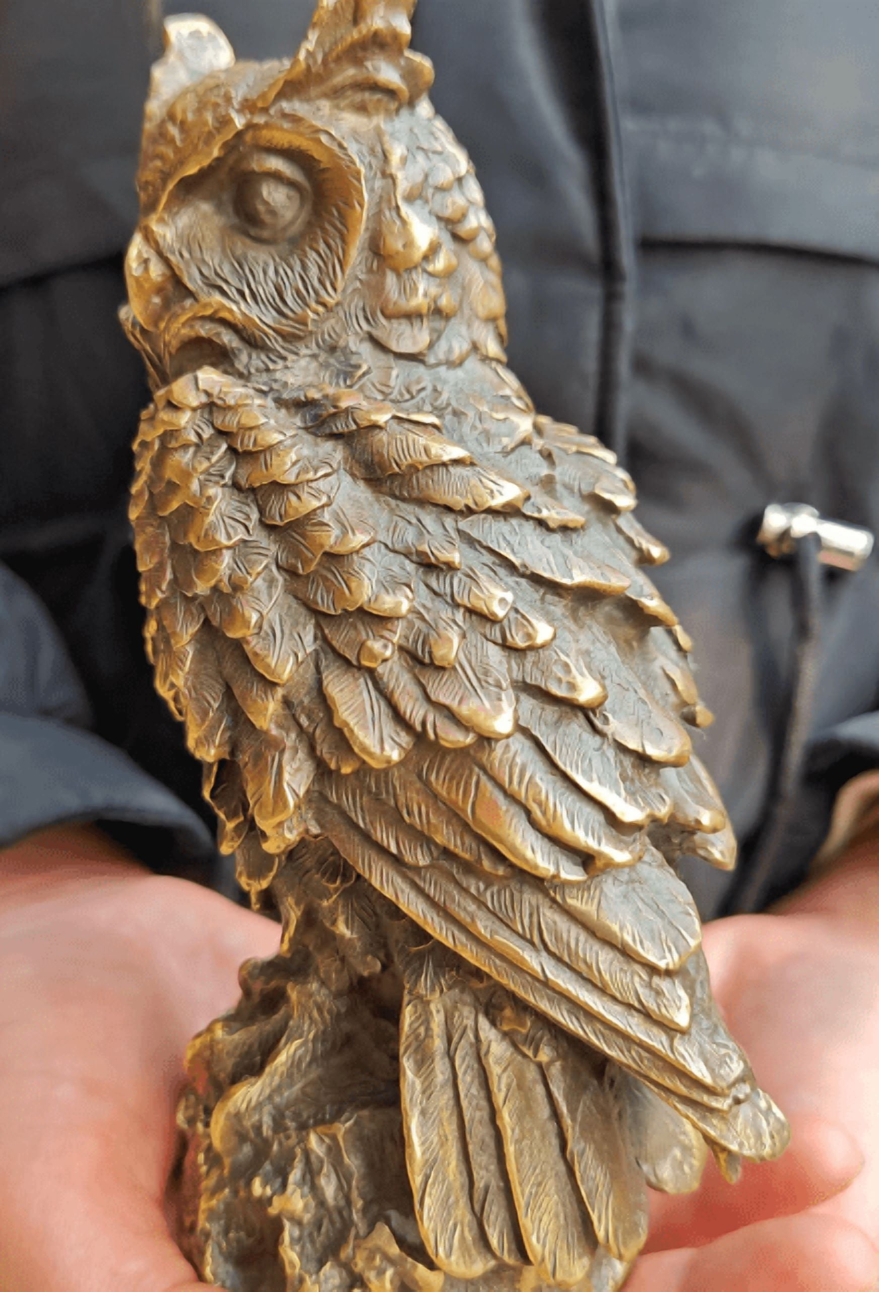 Vintage Collectible Copper Owl Statue, Owl Figurine, Unique Tabletop Art , Owl Sculpture Garden Decoration Metal Yard Art for Outdoor Indoor