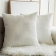 thumbnail image 4 of Pack of 2 Corduroy Soft Soild Decorative Square Throw Pillow Covers Set Cushion Cases Pillowcases for Sofa Bedroom Car 26 x 26 Inch Cream White, 4 of 4