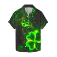 thumbnail image 5 of Ceisia Men's St. Patrick's Day Glowing Shamrock Print Short Sleeve Turndown Collar Stretch Casual Shirt Black L Gifts, 5 of 5