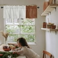 thumbnail image 6 of Hokiten Rod Pocket Curtain Valance, Boho Brown Leather Texture Farmhouse Window Valance for Living Room, Bedroom, Kitchen Modern Black Striped 60"W x 18"L, 6 of 8