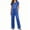 Blue, variant on Pajamas for Women Set Satin Silk 2 Piece Solid Short Sleeve Top Long Pant with Pockets Daily Trendy Casual Comfy Loungewear