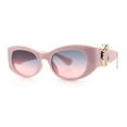 thumbnail image 4 of Womens Cheetah Emblem Classic Mod Fashion Thick Plastic Oval Sunglasses Pink - Black Pink, 4 of 8