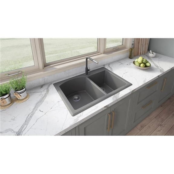 Ruvati Rvg1344 Epigranite 33" Undermount Double Basin Granite Composite Kitchen Sink -