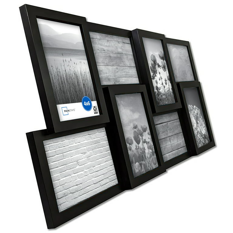 Mainstays 4x6 8-Opening Linear Gallery Collage Picture Frame, Black 