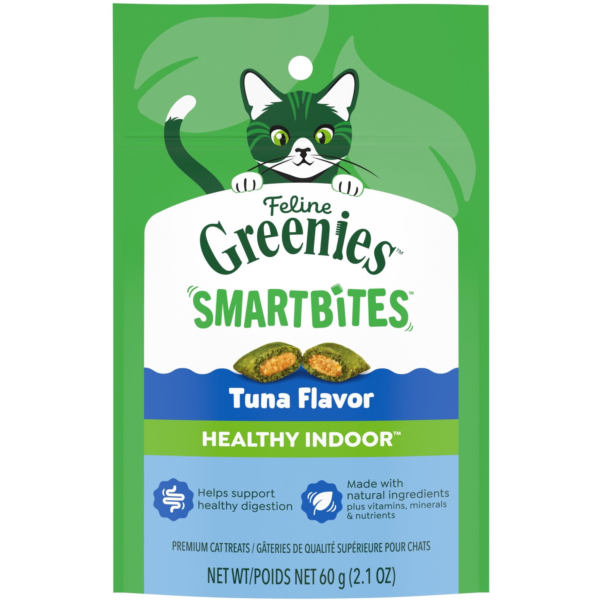Greenies Feline Smartbites Tuna Flavor Healthy Indoor Cat Treats, 2.1 oz Pack