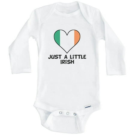 

Just A Little Irish Baby Bodysuit - Funny Ireland Flag Baby Bodysuit (Long Sleeve) 6-9 Months White