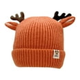 thumbnail image 2 of Dyfzdhu Baby Woolen Hats Antlers Christmas Children Knitted Warm Orange, 2 of 2