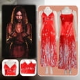 thumbnail image 2 of Disfraz de fantasía de Carrie para mujer adulta, vestido largo de color rojo sangre, traje de fantasía, disfraces de Carnaval de Halloween para mujer 2023, 2 of 5