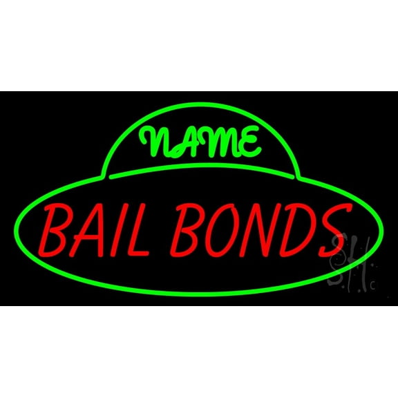 Custom Bail Bonds LED Neon Sign 20 x 37 - inches, Black Square Cut Acrylic Backing, with Dimmer - Bright and Premium built indoor LED Neon Sign for Defence Force.