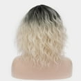 thumbnail image 5 of Unique Bargains Human Hair Wigs for Women Lady Curly Wig Cap Fluffy Curly Wavy Black Gradient White, 5 of 6