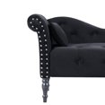 thumbnail image 3 of Aijia 60.6" Velvet Chaise Lounge Buttons Tufted Nailhead Trimmed Solid Wood Legs with 1 Pillow,Burgundy (Left Arm Design) (Black), 3 of 6