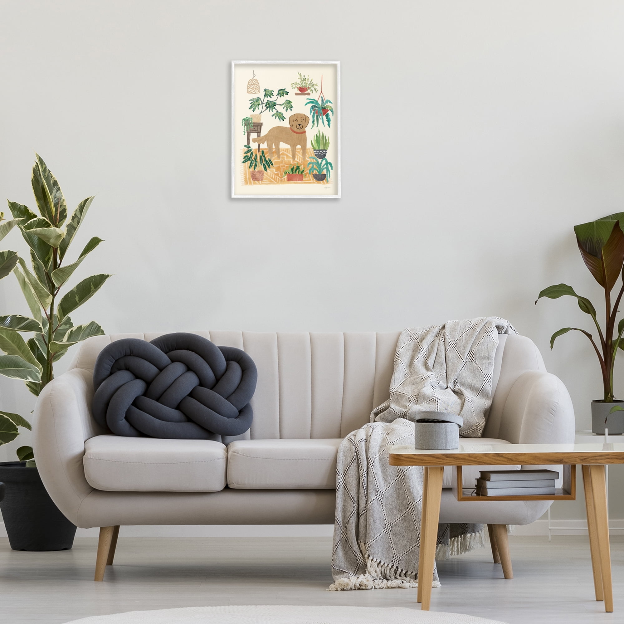 Stupell Industries Labrador with House Plants Animals & Insects Painting White Framed Art Print Wall Art, 16 x 20