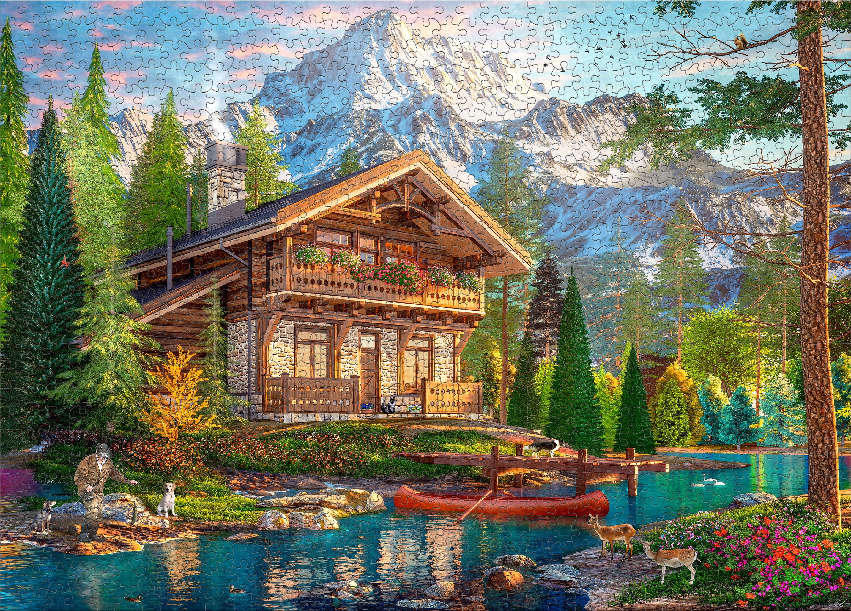Ceaco The Old Fishing Lodge (Dominic Davison) 1000 Piece Interlocking Jigsaw Puzzle