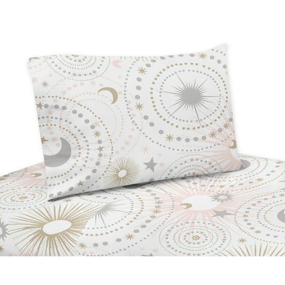 Sweet Jojo Designs Celestial Pink Gold and Grey 3 Piece Twin Size Sheet Set