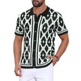 thumbnail image 5 of Men's Argyle Polo Shirt Casual Short Sleeve Plaid Knitted Shirts 2XL Black, 5 of 6