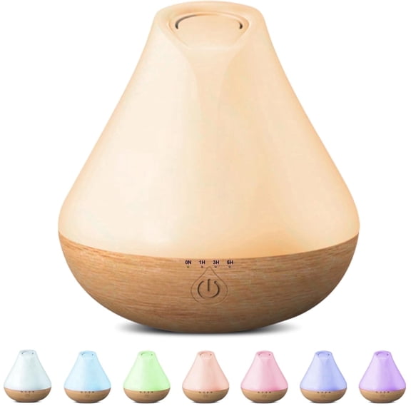 Noahstrong 100ml Essential Oil Diffuser, Woodgrain Aromatherapy Oil Diffuser Ultrasound Humidifier, Timer Setting Waterless Auto Shut-off for Room Bedroom Home Office Car