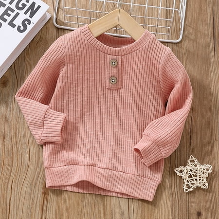 

PatPat Baby Girl Boy Knit Button Sweater Blouse Pullover Sweatshirt Warm Crewneck Long Sleeve Tops for Infant Toddler Autumn Winter Comfy Sweatshirt 1-3T
