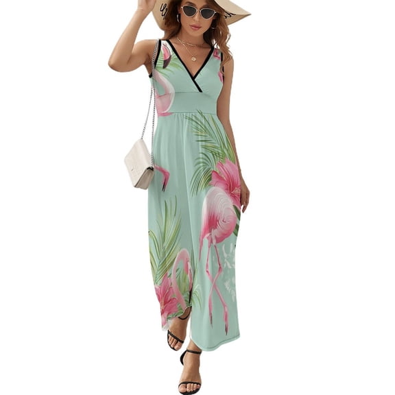 Flamingo Pattern Sleeveless Dress Female Clothing Dress Women Summer 2025 Dress