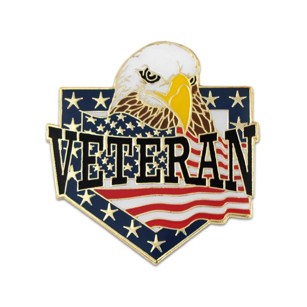 PinMart's Veteran American Flag Eagle Patriotic Enamel Lapel Pin