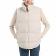 thumbnail image 2 of Antqov Puffer Vest Women, Solid Color Stand Up Collar Botton Vest Jacket with Pockets, Winter Warm Cozy Sleeveless Cropped Coats, 2 of 7