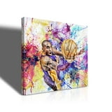 Kobe Bryant Inspirational Wall Art Famous Basketball Player Portrait Print, Colorful Decorative Gym Hanging 12x12 Inches