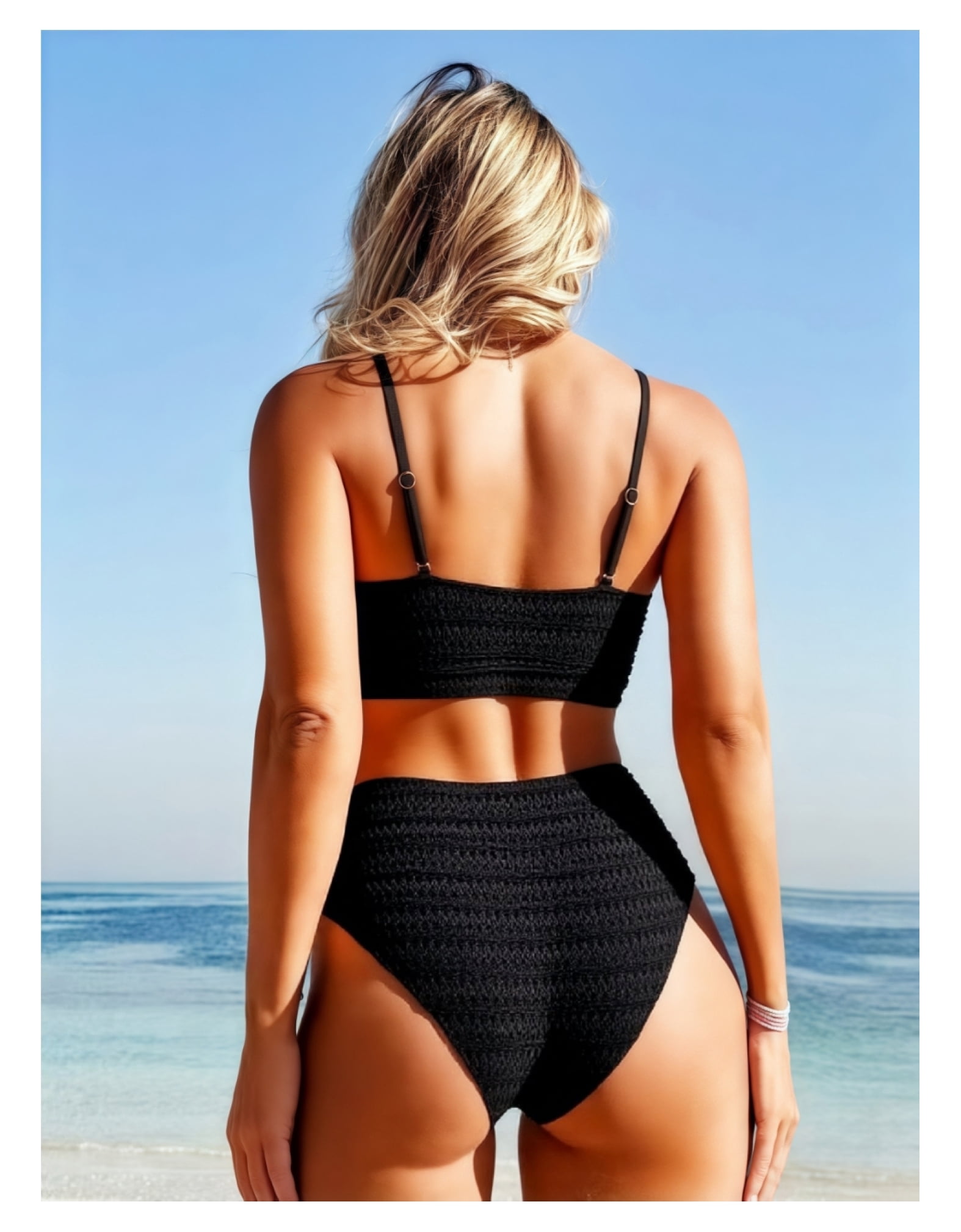 Women's Bikini Set Solid Color Two Piece Swimsuit Comfortable Bathing Suit for Women Tropical Vacation Beach Pool Swimwear Summer - image 2