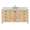 thumbnail image 2 of Ariel Cambridge 67 Inch Single Rectangular Sink Bathroom Vanity With Italian Carrara Marble Countertop 1.5 Inch Edge In Oak, 2 of 10