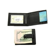 Men's Leather Money Clip Slim Design Credit Card ID Holder Black Wallet 3.75 x 3 inches