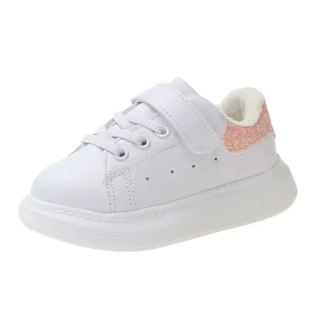 

GEDER-S1 Girls Casual Classic Stitching Sneakers Fleece Thermal Lace-up Hook And Loop Fastener Running Shoes Skate Shoes For Winter