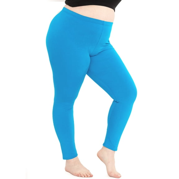 Stretch Is Comfort Women's Cotton/Spandex Plus Size Leggings Ocean Blue 4X