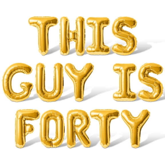 Letter Balloons - THIS GUY IS FORTY 16" Inch Alphabet Letters Foil Mylar Balloon 40th Birthday Party Banner (Gold)