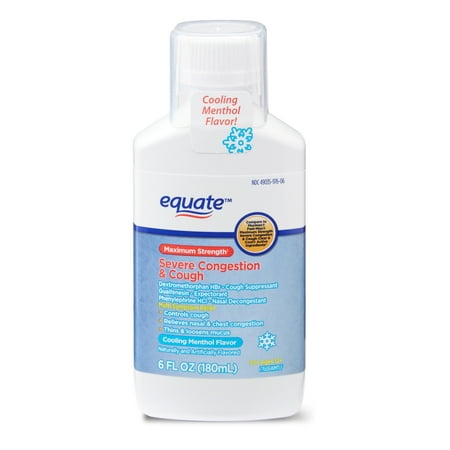 Equate Maximum Strength Severe Congestion & Cough, Cooling Menthol Flavor, Ages 12+, 6 fl (Best Meds For Cough And Congestion)