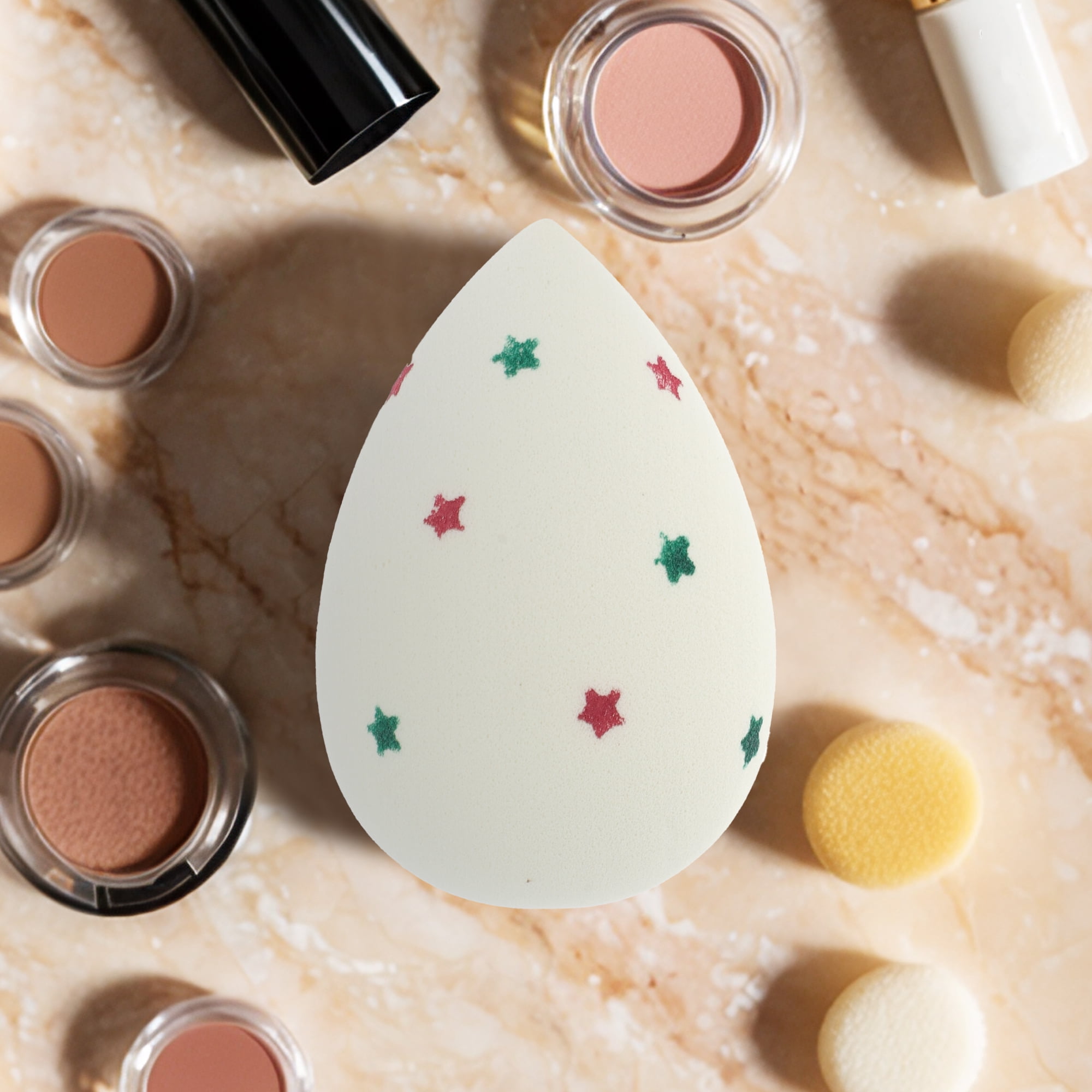 Unique Bargains 1 Pc Two-color Star Makeup Sponge for Makeup Beige