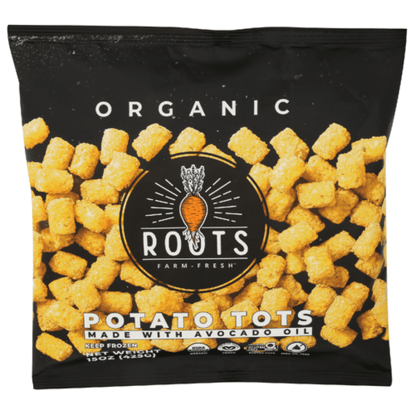 1x Roots Farm Fresh Organic Potato Tots Made With Avocado Oil with pen