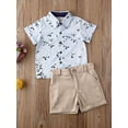 thumbnail image 3 of Coduop Kids Baby Boys Clothes Seagull Print Button Short-Sleeved Shirt Tops Casual Breeches Outfits, 3 of 7