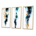 thumbnail image 3 of Designart "Heartbeat Rhapsody Turquoise and Gold Ink Cloud I" Abstract Painting Framed Wall Art Set Of 3 - Turquoise Modern Frame Gallery Wall Set For Home Decor, 3 of 6