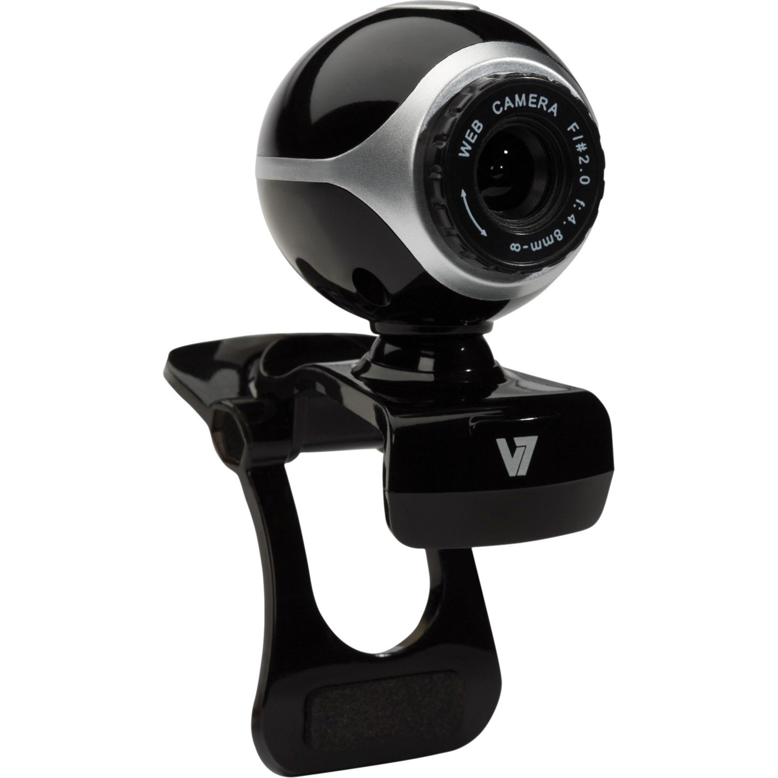 V7 CS0300 Webcam, 0.3 Megapixel, 30 fps, Black, Silver, USB 2.0 - image 3 of 4