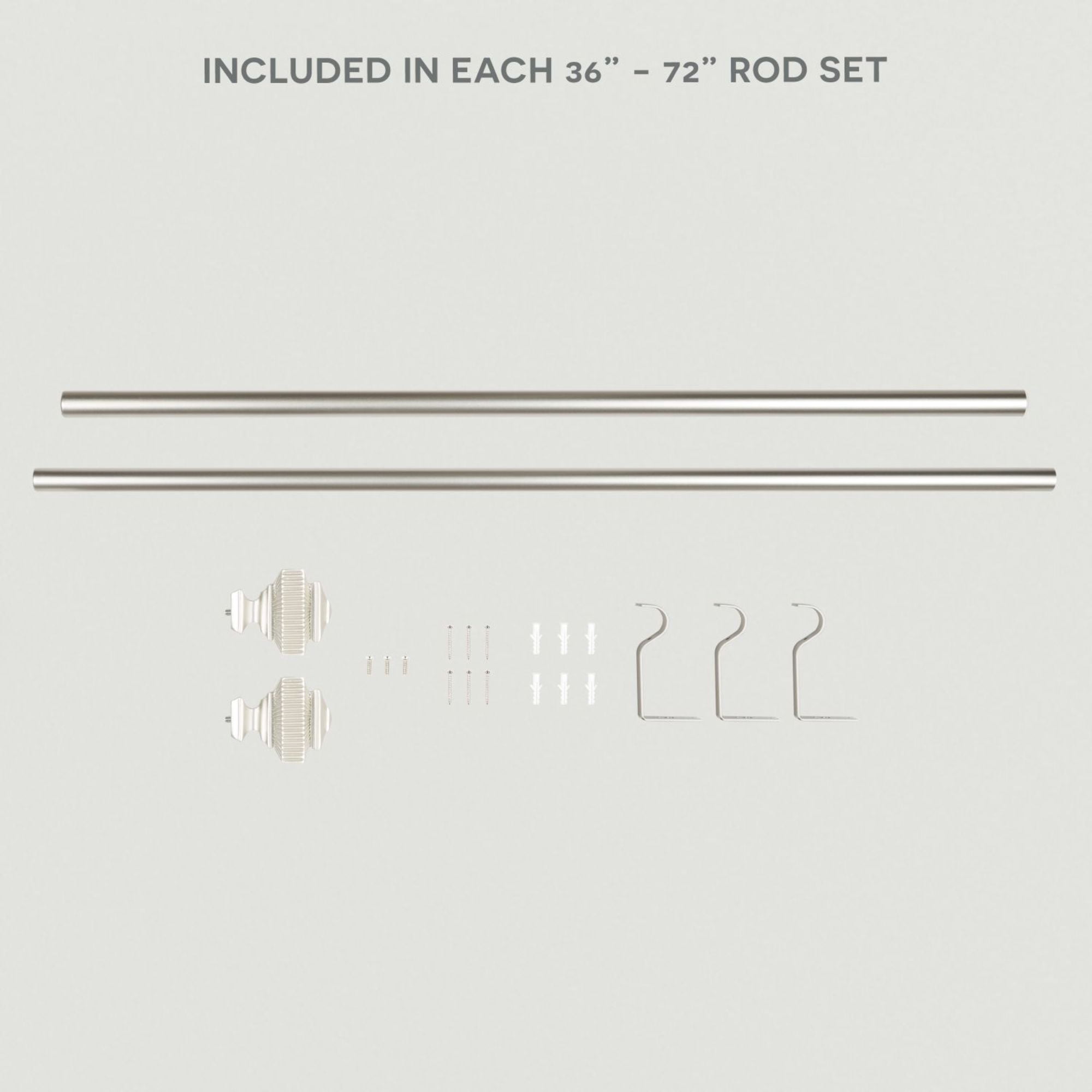 Exclusive Home Rockwell 1" Window Curtain Rod and Finial Set, Adjustable 36"-72", Matte Nickel