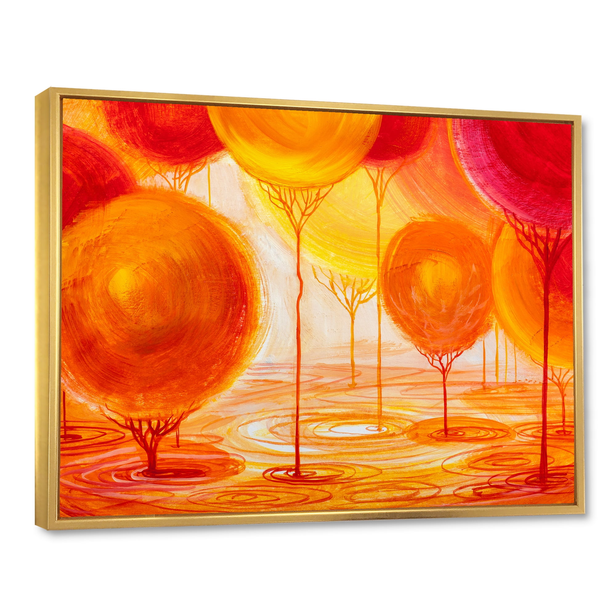Designart 'Ornamental Colourful Trees II' Modern Framed Canvas Wall Art Print
