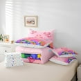 thumbnail image 4 of jejeloiu Cartoon Animal Axolotl Bedding Comforter Set,7pcs,Ocean Sealife Queen Bedding Sets,Colorful Seaweed Shell Queen Sheet Sets For Girls Kid,Breathable Bedroom Decor Reversible, 4 of 7