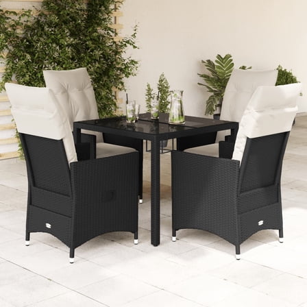 vidaXL Garden Dining Set Black, Cream White