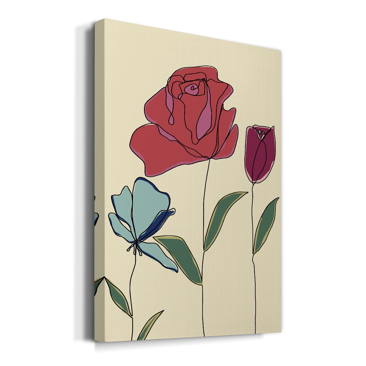 Colored Floral I Premium Gallery Wrapped Canvas - Ready to Hang