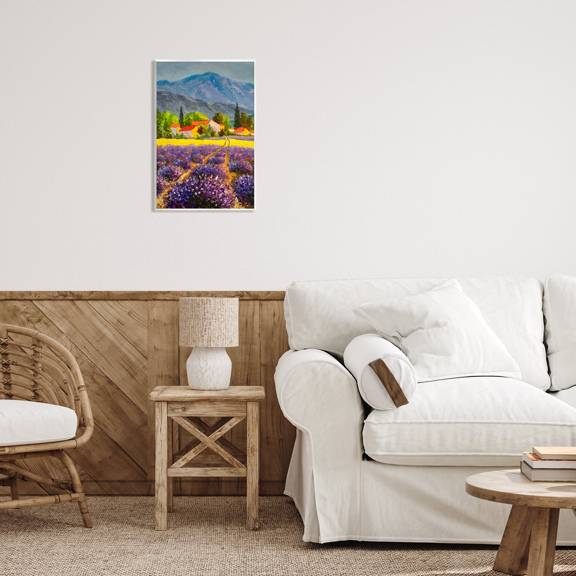 Stupell Industries Lavender Field Landscape Nature Painting Unframed Art Print Wall Art, 13 x 19