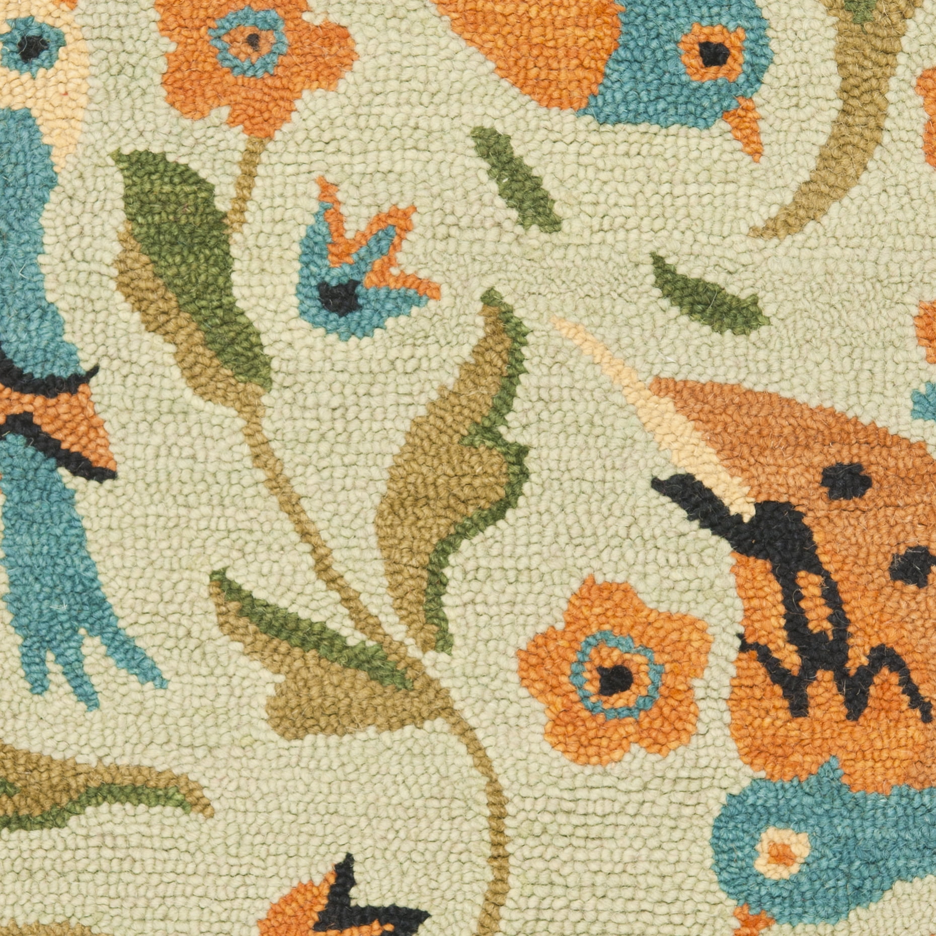 SAFAVIEH Blossom Megan Flower and Birds Wool Area Rug, Sage/Multi, 6' x 9'