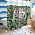 thumbnail image 5 of No Hook Shower Curtain with Built-in Rings - Tropical Botanical Washable Waterproof Fabric Bathroom Curtains for Hotel,Rentals, 72 X 72 Inch Long , Elephants Palm Leaves Floral Green Gray, 5 of 9