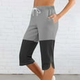thumbnail image 2 of Mitankcoo Women's Color Block Jogger Capris - Elastic Waist with Pockets - Fashion Drawstring Cropped Trousers, 2 of 7