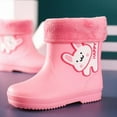 thumbnail image 4 of Otqutp Toddler Baby Girls Bunny Rainboots with Fleece Lined Kids Lightweight Non Slip Waterproof Rubber Mud Boots, 4 of 7