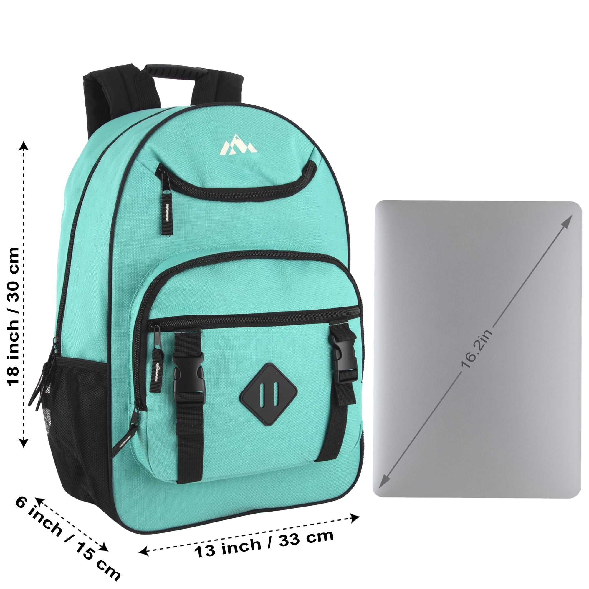 24 Pack of Two Tone Multipocket Buckle Strap Backpacks for Camping, Commuting and Travel in Female Colors Pack