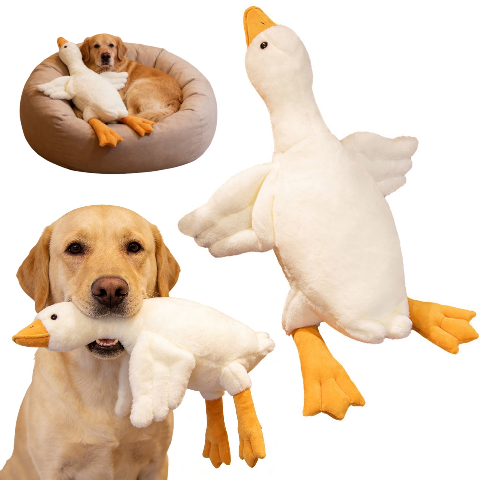 YIFAEUX Goose Plush Dog Toy Soft Stuffed Animal for Aggressive Chewers Realistic Goose Toy Interactive Dog Toy Gift for Pet Lovers